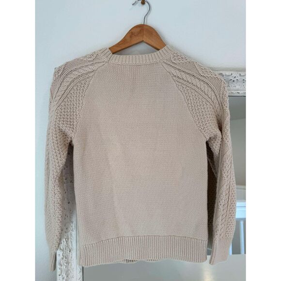 J. Crew Crewcuts Cream Cable Knit Crewneck Pullover Sweater Girl’s Size L 10-11 - Picture 5 of 5